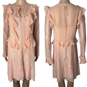 Delfi Collective X Anthropologie Luna Sheer Ruffle Lace Sheath Dress